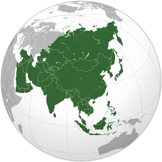 Азия на карте полушария